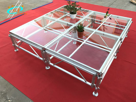 Custom Adjustable Height 2m Glass Stage Platform For Wedding