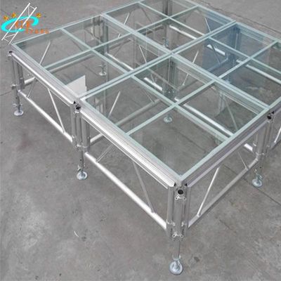 Custom Adjustable Height 2m Glass Stage Platform For Wedding