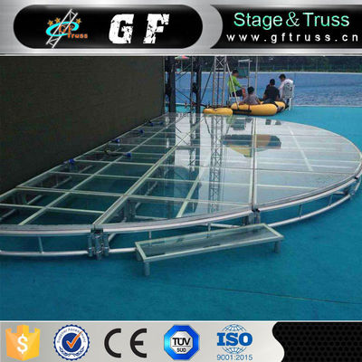 Fashion Show Aluminum Glass Stage With Mobile Legs