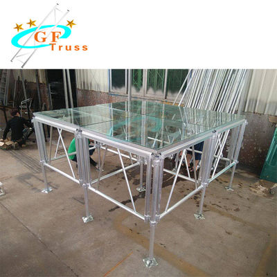 Fashion Show Aluminum Glass Stage With Mobile Legs