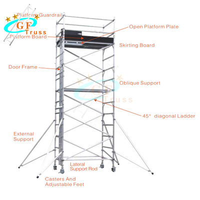 12m Height Telescopic Mobile Aluminum Scaffold Tower